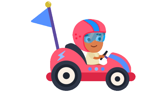 Animated character in car